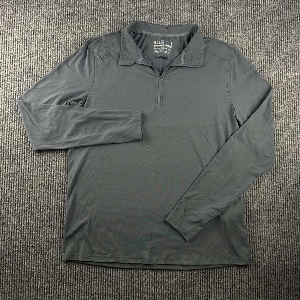 5.11 Tactical PT-R Physical Training Ready Gray 1/4 Zip Long Sleeve Shirt Mens L